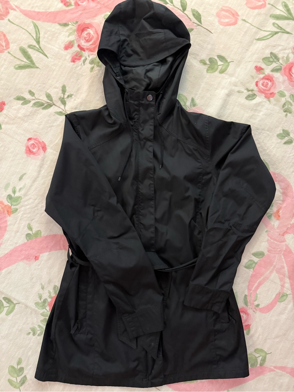 Columbia Black Hooded Trench Coat